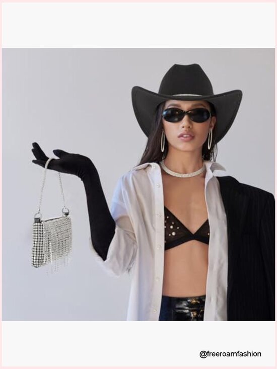 Rhinestone Cowgirl Hat Purse Set Halloween Party Accessory